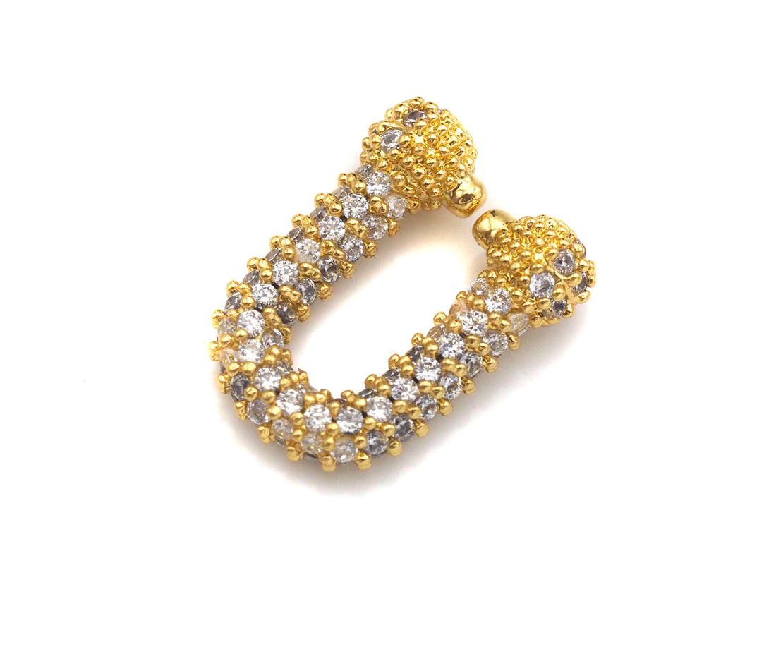 Fully CZ Micro Pave U Shape Connector links for Chains, Connector Link, Easy hook Clasp/Link/Connector, 11.4x13.8mm,sku#N53