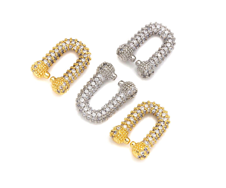 Fully CZ Micro Pave U Shape Connector links for Chains, Connector Link, Easy hook Clasp/Link/Connector, 11.4x13.8mm,sku#N53
