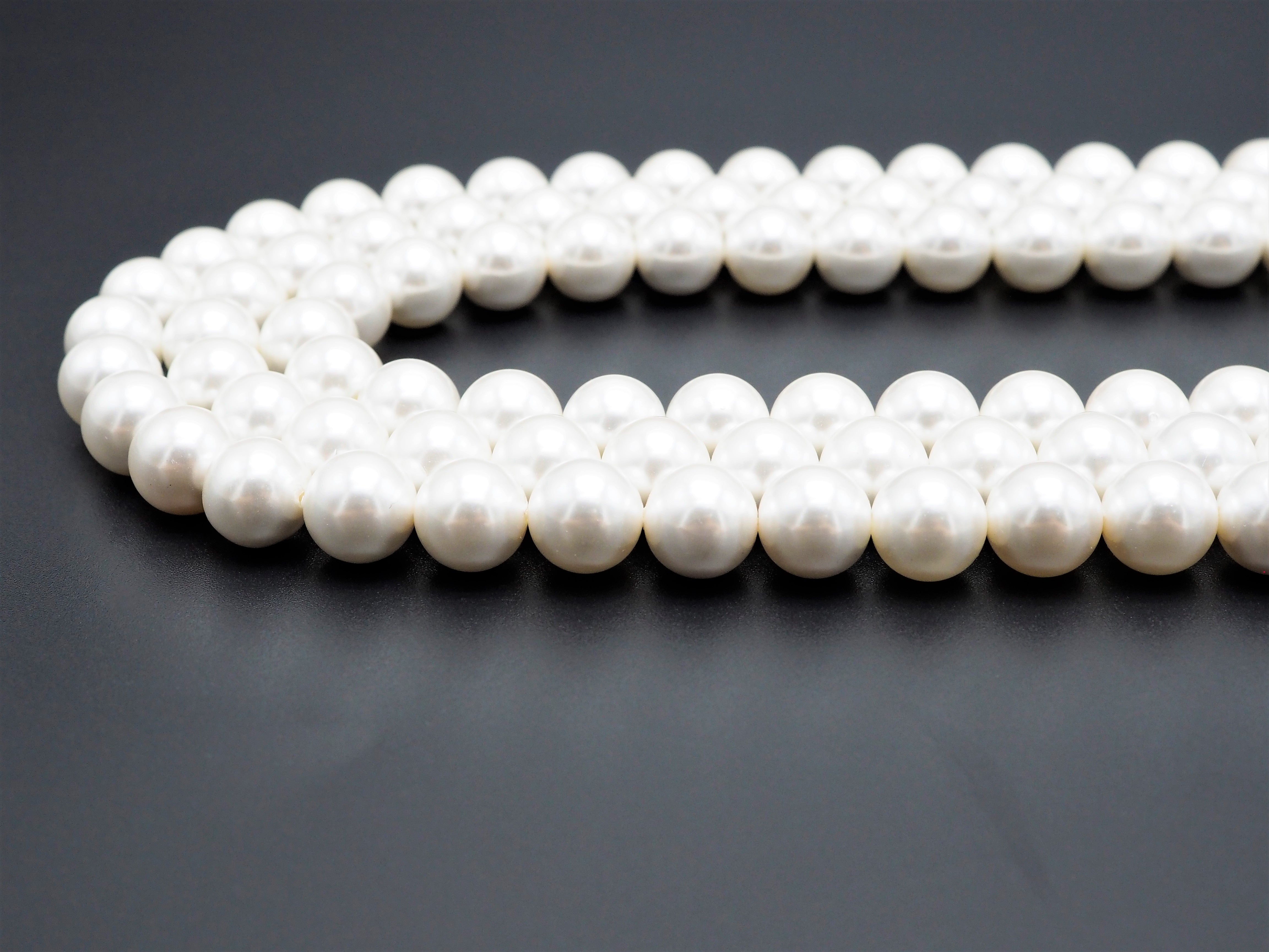 High Quality White Mother of Pearl Round Smooth Beads, Sku#U316
