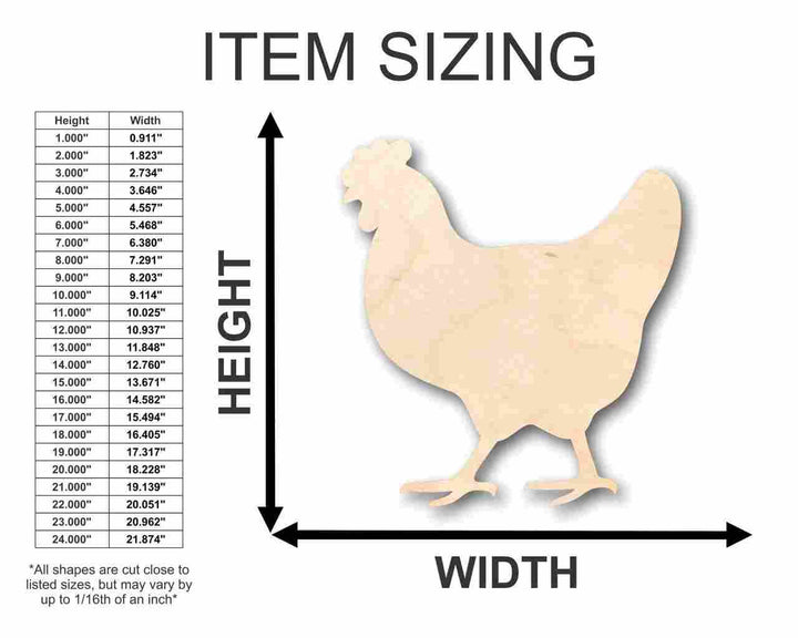 Unfinished Wood Hen Chicken Shape - Farm Animal - Craft - up to 46" DIY