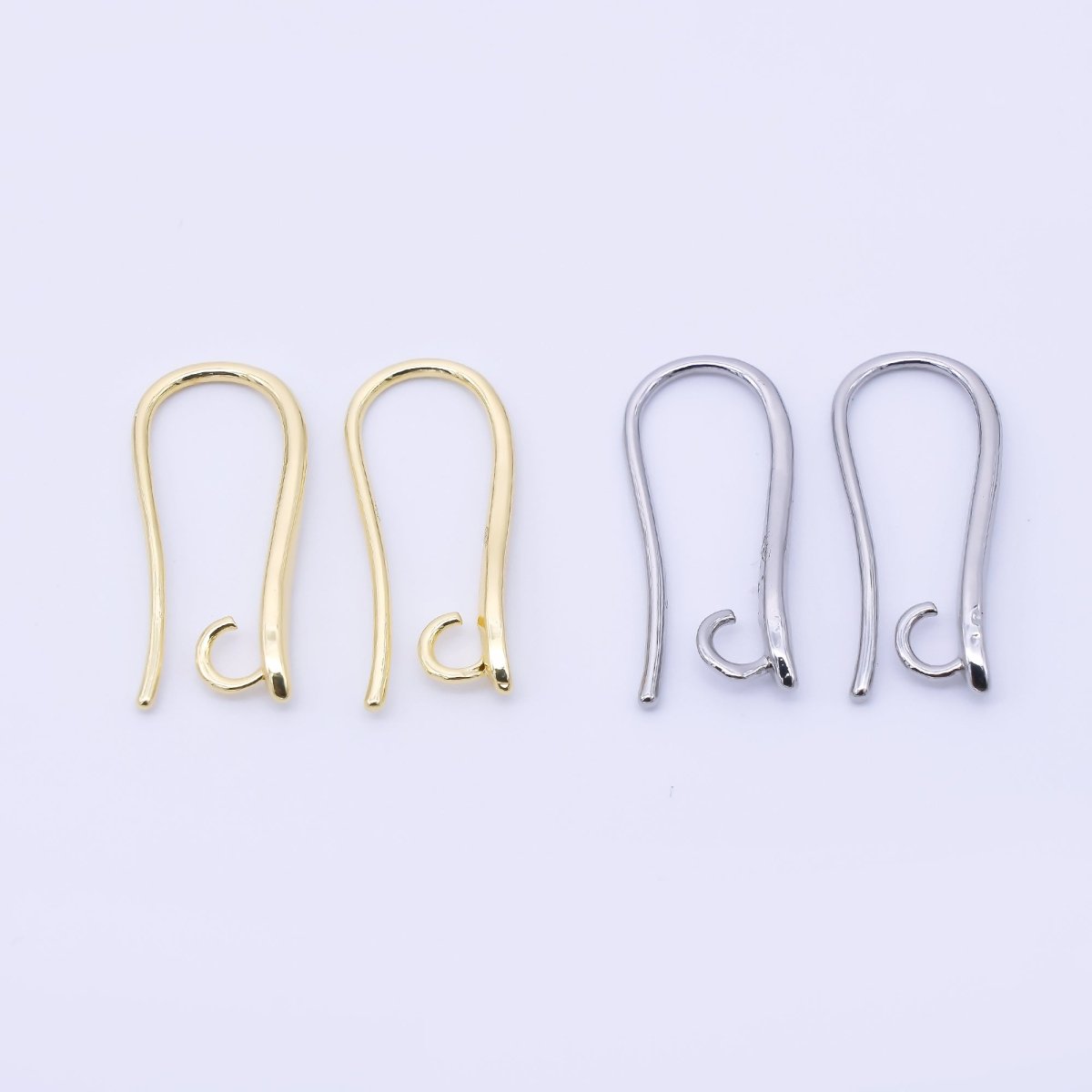 14K Gold Filled 19mm Minimalist Fish Hook Open Loop Earring Findings in Gold & Silver | Z1333 Z1334