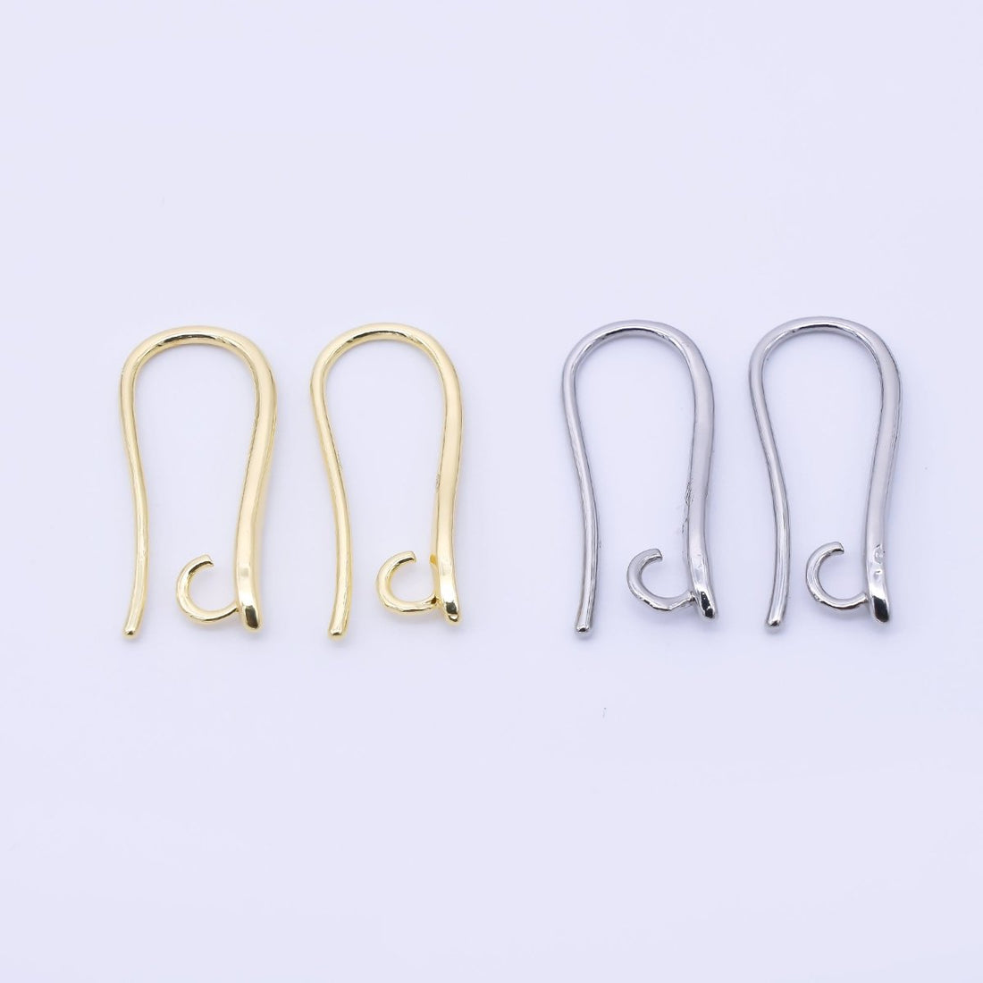 14K Gold Filled 19mm Minimalist Fish Hook Open Loop Earring Findings in Gold & Silver | Z1333 Z1334