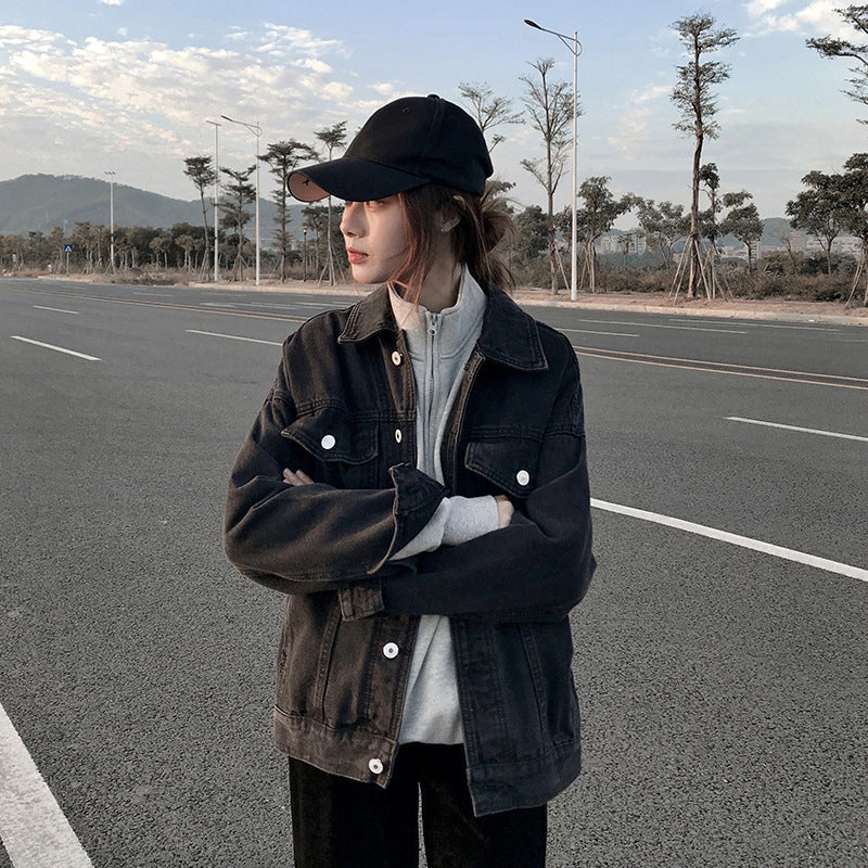 Women's OversizedWashe d Denim Jacket – Hooded Loose Korean Style