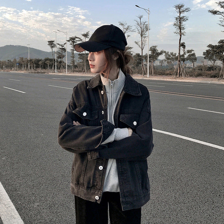 Women's OversizedWashe d Denim Jacket – Hooded Loose Korean Style