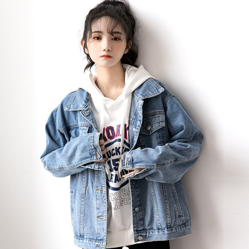 Women's OversizedWashe d Denim Jacket – Hooded Loose Korean Style