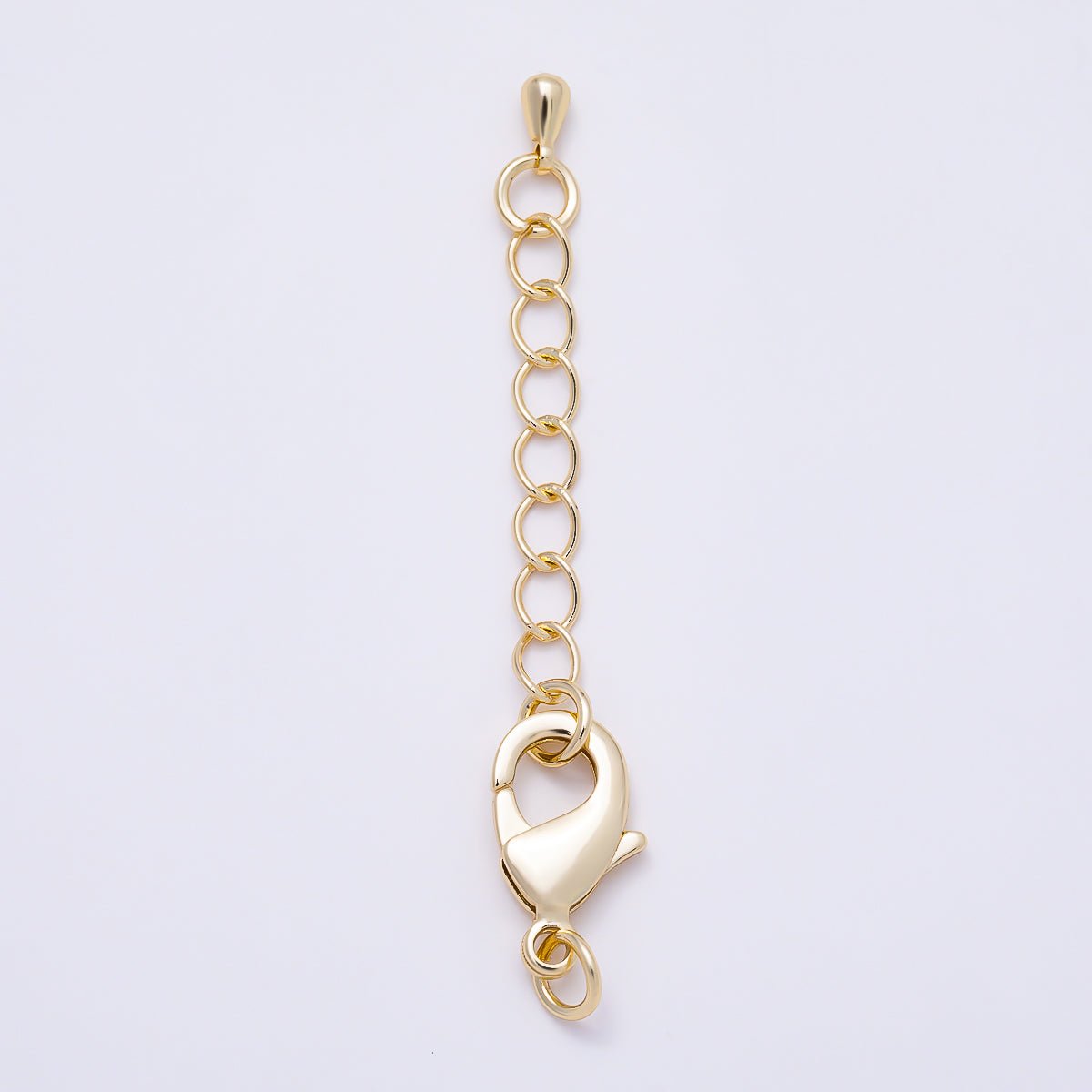 16K Gold Filled 15mm Minimalist Lobster Claw Clasps 2 Inch Teardrop Chain Extender | Findings-00495