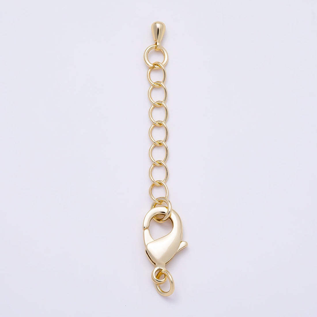 16K Gold Filled 15mm Minimalist Lobster Claw Clasps 2 Inch Teardrop Chain Extender | Findings-00495