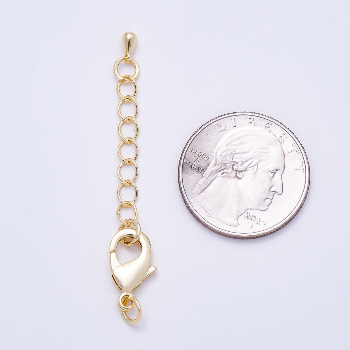 16K Gold Filled 15mm Minimalist Lobster Claw Clasps 2 Inch Teardrop Chain Extender | Findings-00495