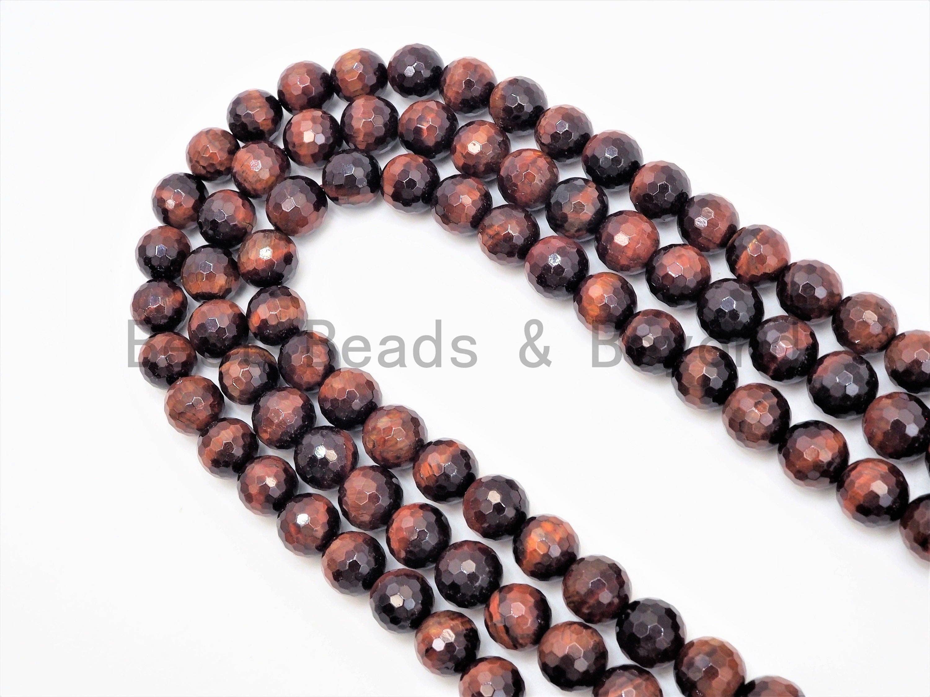 High Quality Natural Faceted Red Brown Tiger Eye Beads, 6mm/8mm/10mm/12mm Red Tiger Eye Gemstone Beads, 15inch Full strand, SKU#U351