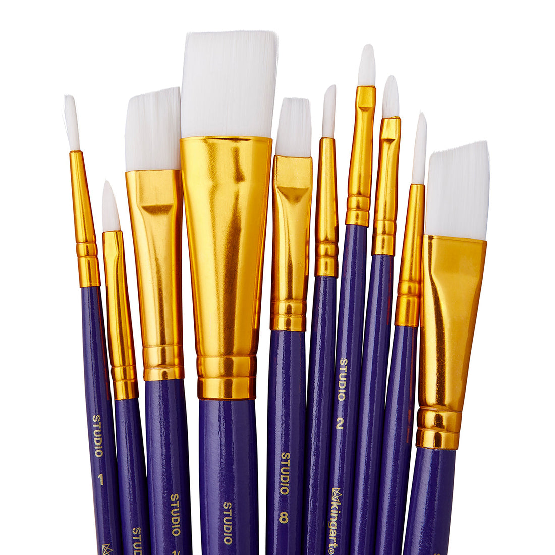 Studio White Nylon Brush Set - Acrylic & Watercolor - 10 pc