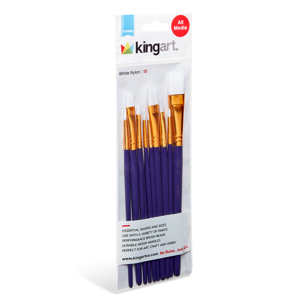 Studio White Nylon Brush Set - Acrylic & Watercolor - 10 pc