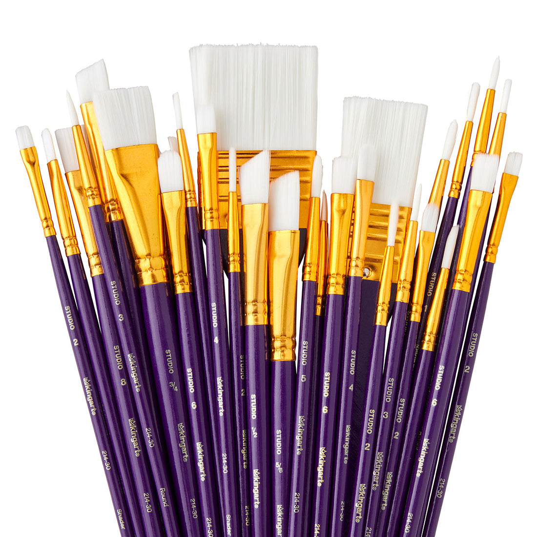 Studio Mixed Media White Nylon Brush Set - 30 pc
