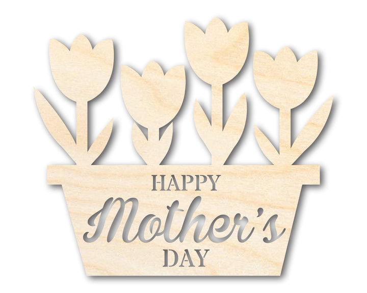 Unfinished Happy Mother's Day Flower Pot Shape | DIY Craft Cutout | up to 46" DIY
