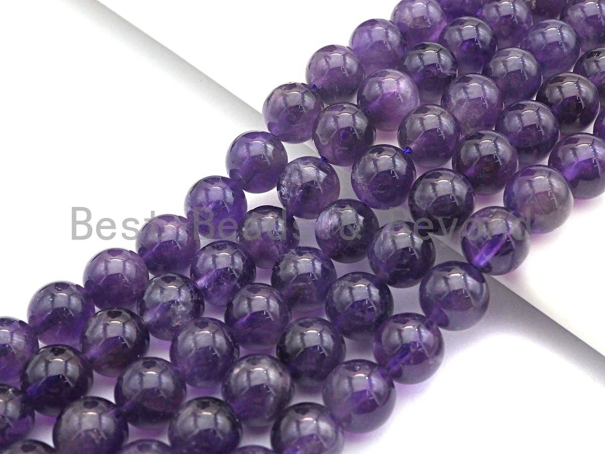 High Quality Natural Amethyst Round Beads, Sku#U527