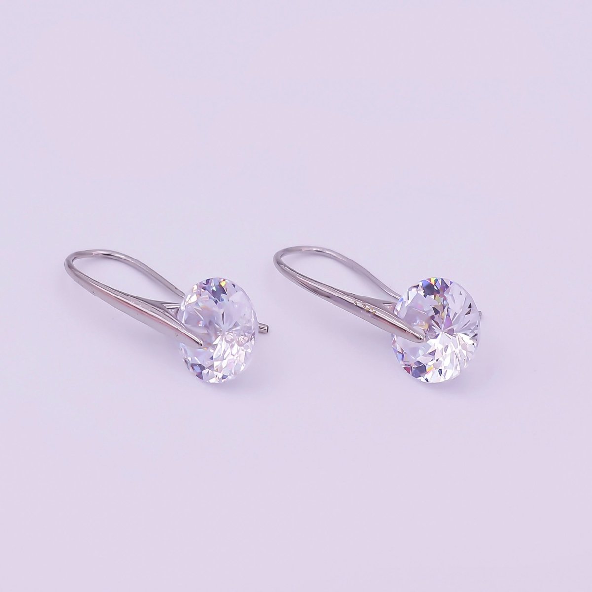 24K Gold Filled Round CZ Sparkly Round Circle Drop Hook Earrings in Gold & Silver | AI-525 AI-526