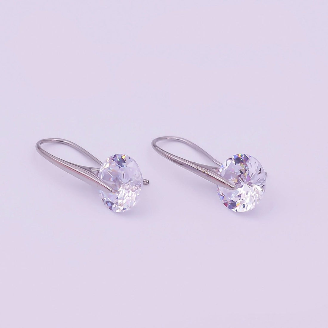 24K Gold Filled Round CZ Sparkly Round Circle Drop Hook Earrings in Gold & Silver | AI-525 AI-526