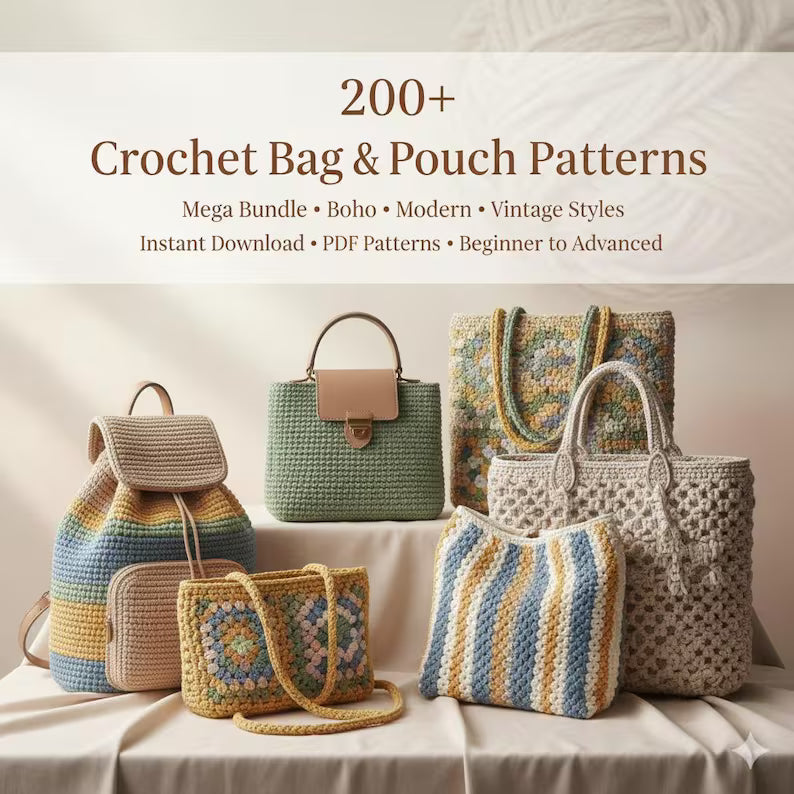 200 Luxury Crochet Handbag Patterns: From Structured Chic to Boho Dreams – Instant Access PDF
