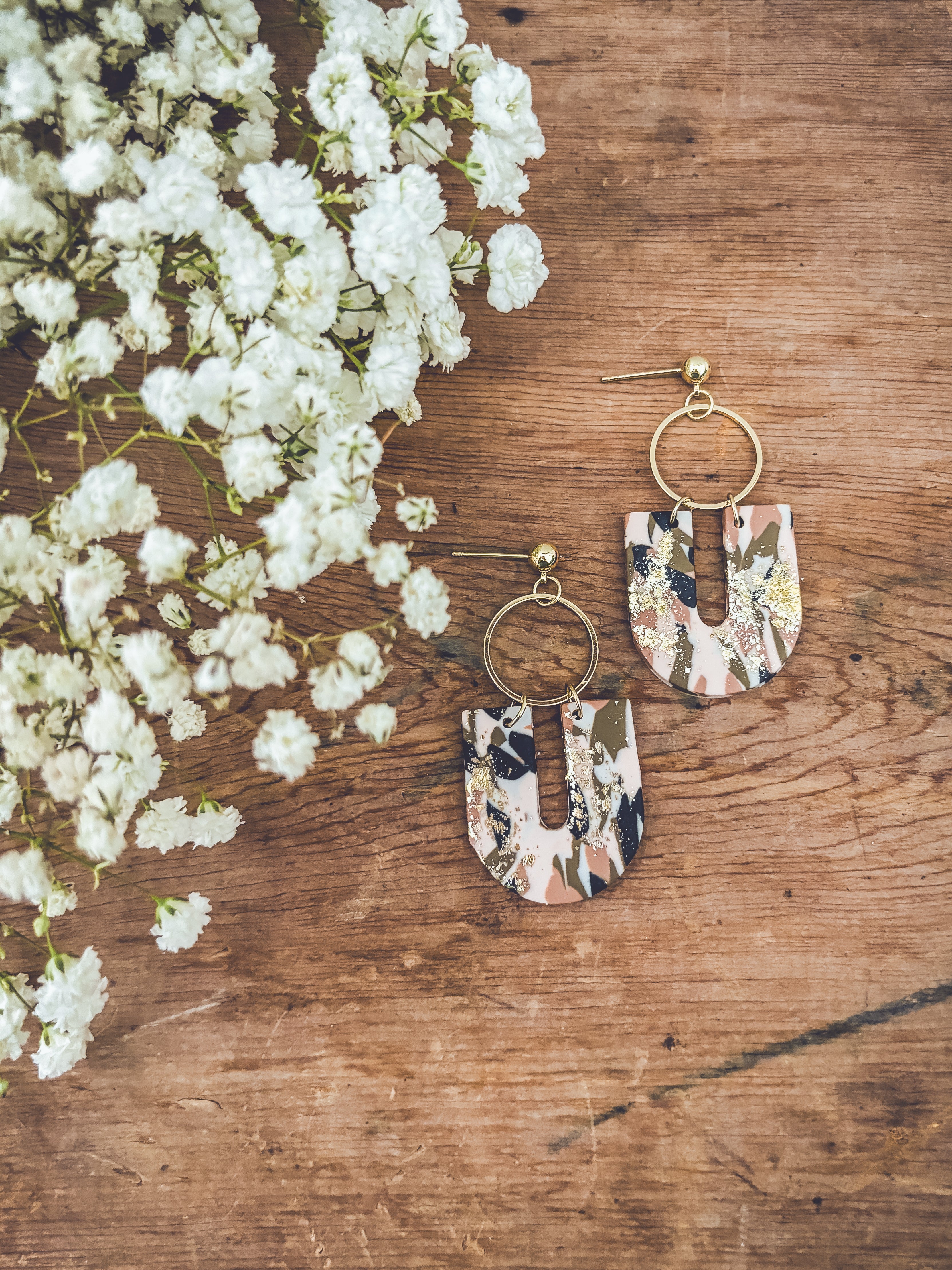 Beautiful Gold and Neutrals Geometric Earrings