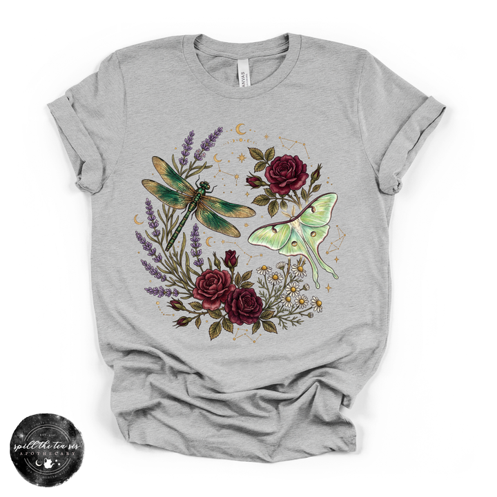 Dragonfly Moth Rose Tee