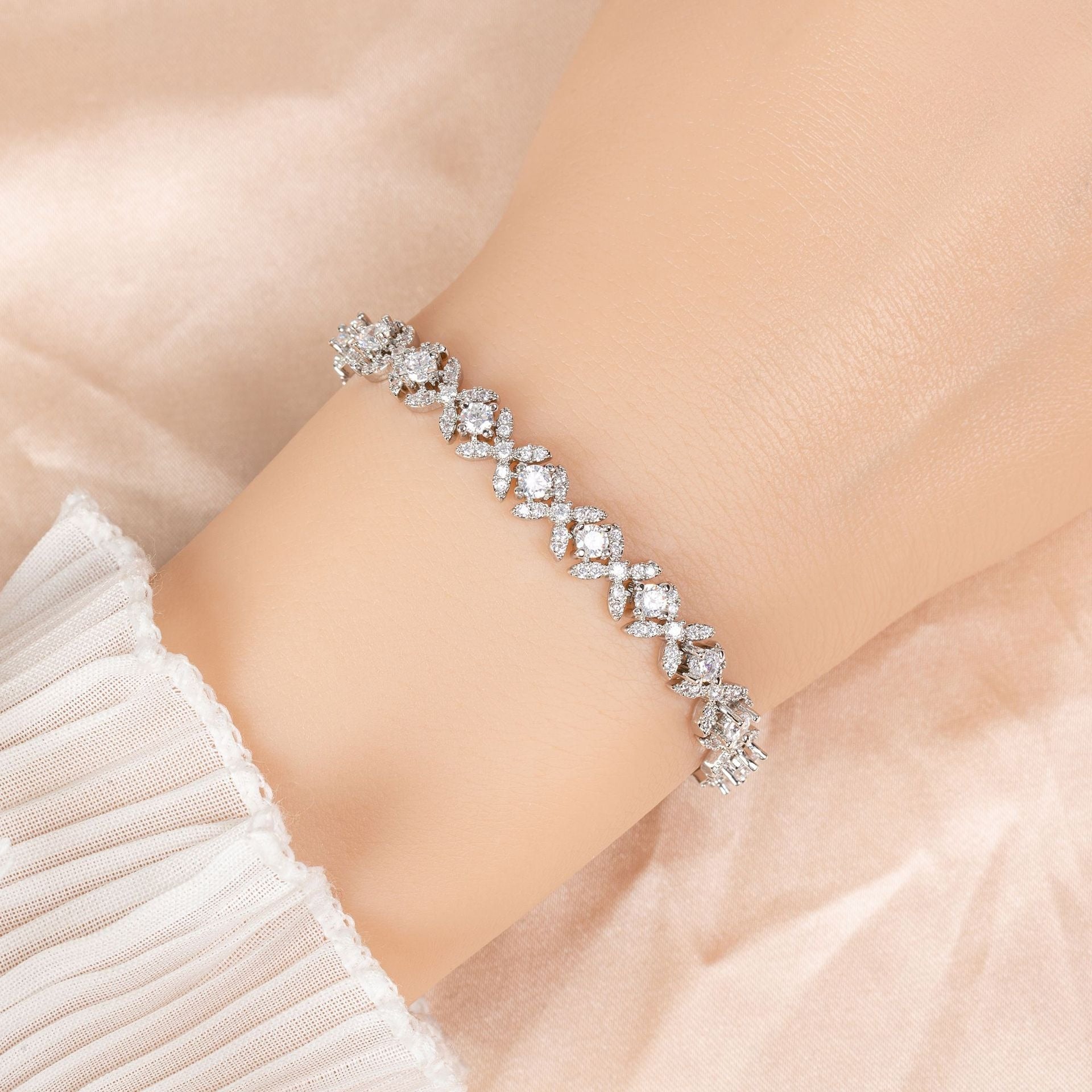 Cubic Zirconia Cross Charm Bracelet