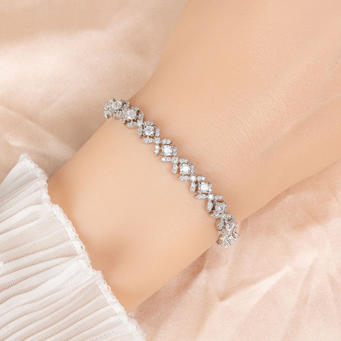 Cubic Zirconia Cross Charm Bracelet