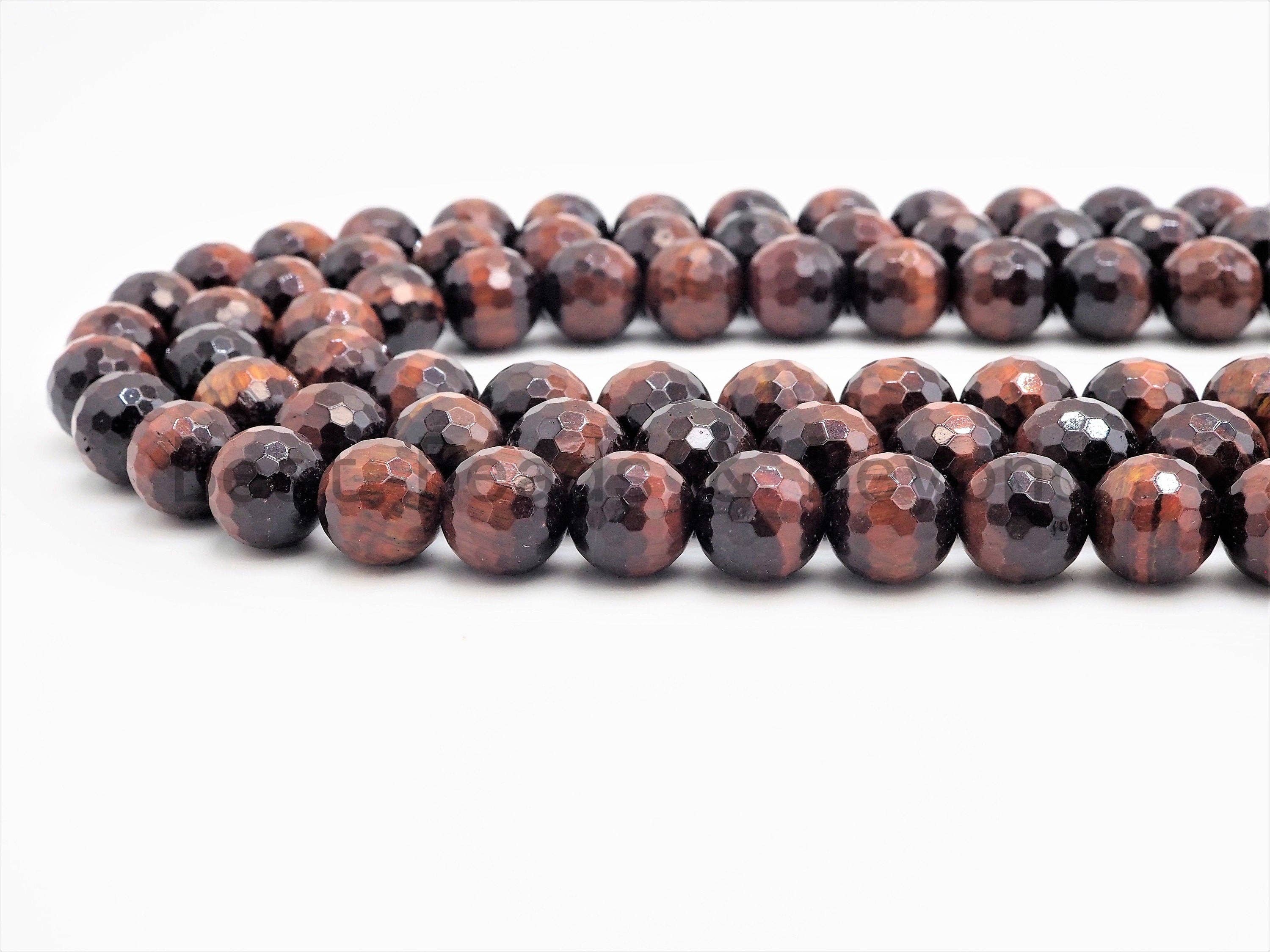 High Quality Natural Faceted Red Brown Tiger Eye Beads, 6mm/8mm/10mm/12mm Red Tiger Eye Gemstone Beads, 15inch Full strand, SKU#U351