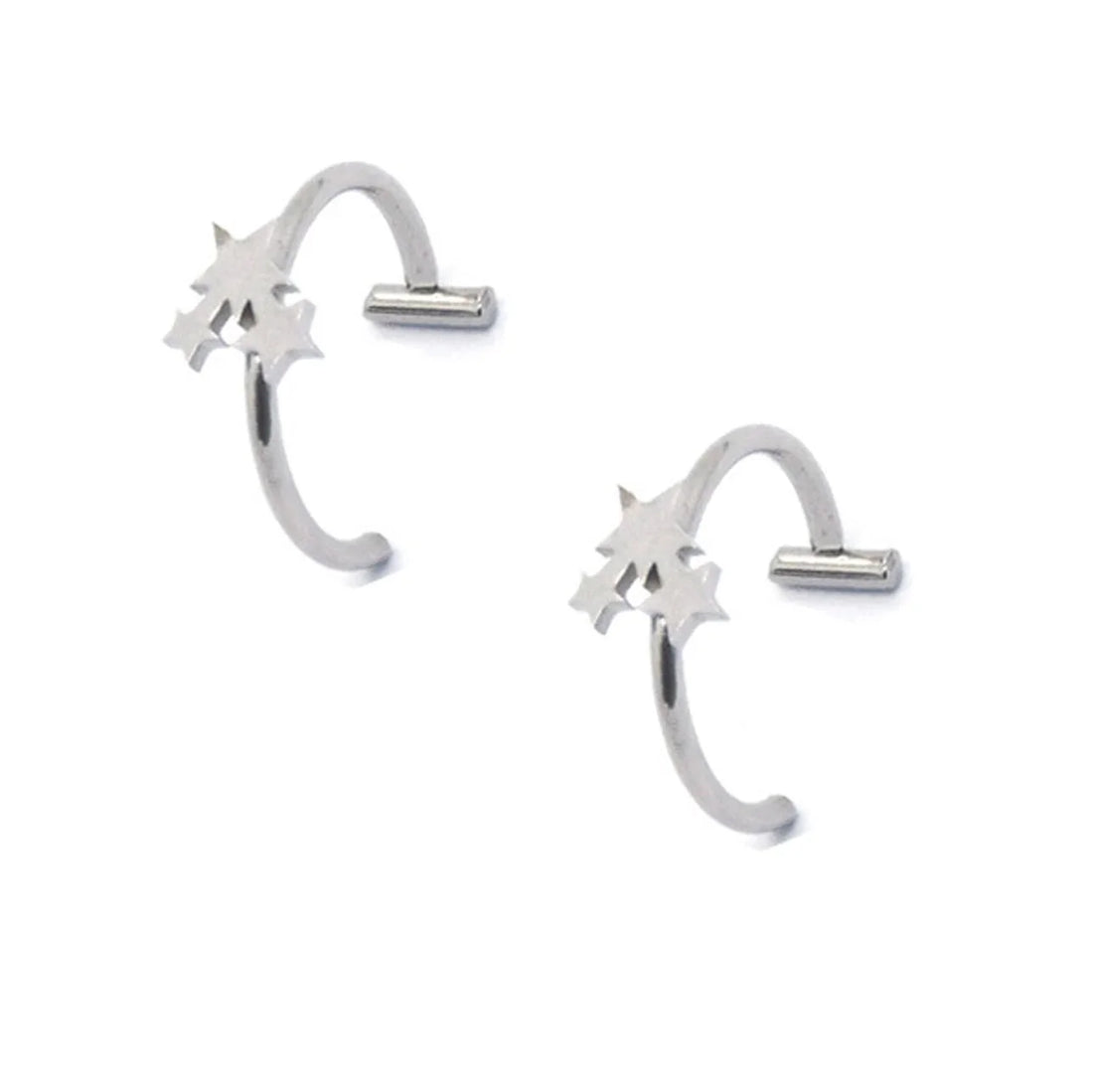 2 Piece Set Stainless Steel Clip-On Nose and Lip Rings | Punk Style Fake Piercing Jewelry
