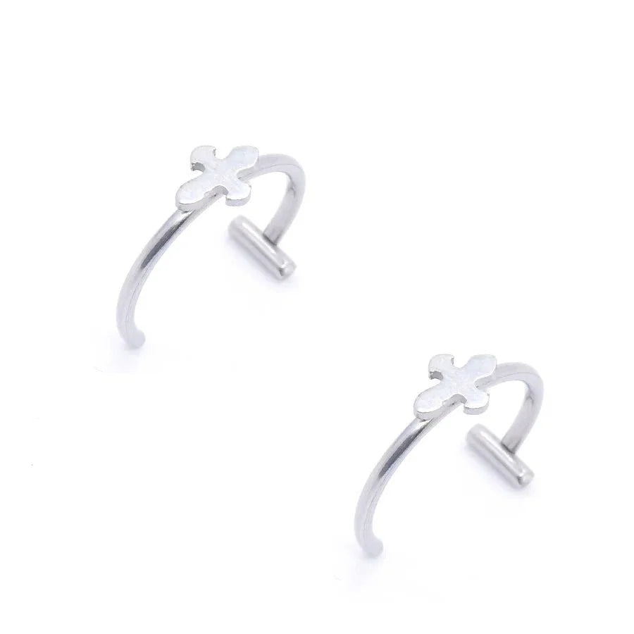 2 Piece Set Stainless Steel Clip-On Nose and Lip Rings | Punk Style Fake Piercing Jewelry