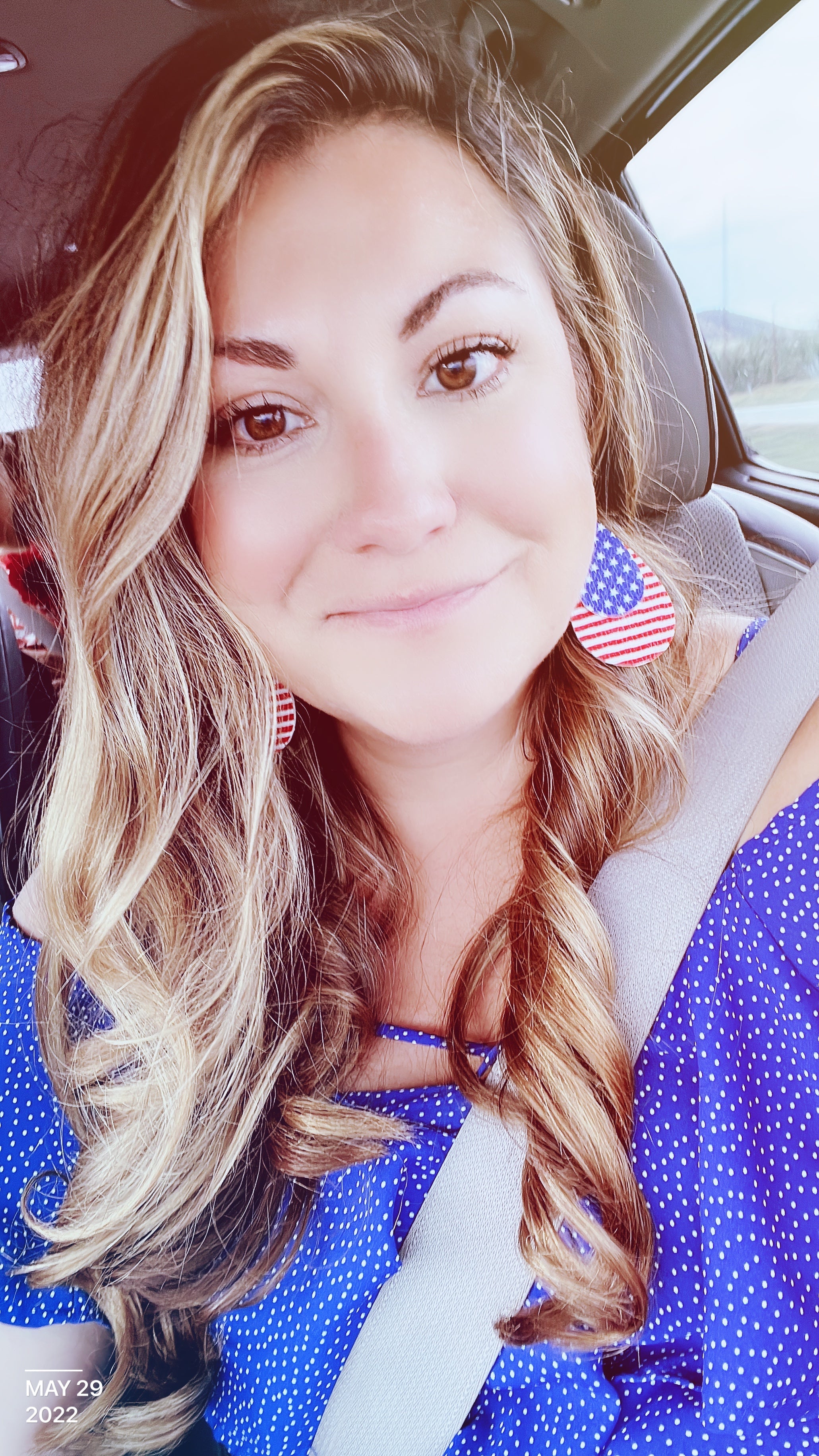 Red, White & Blue American Flag Drop Earrings