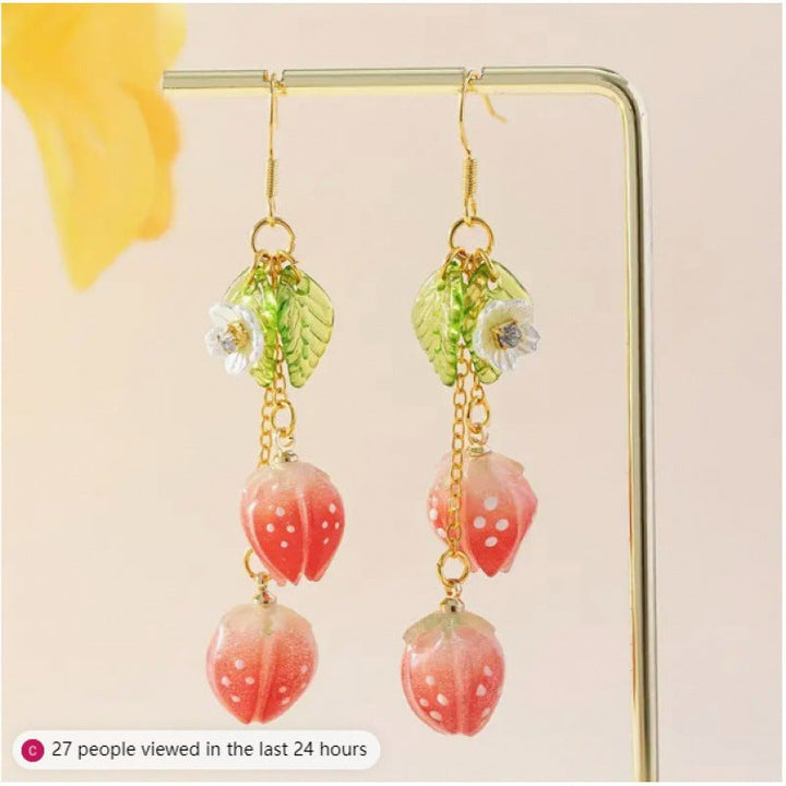 Chinese Advanced Color Creative Plant Pendant Earrings