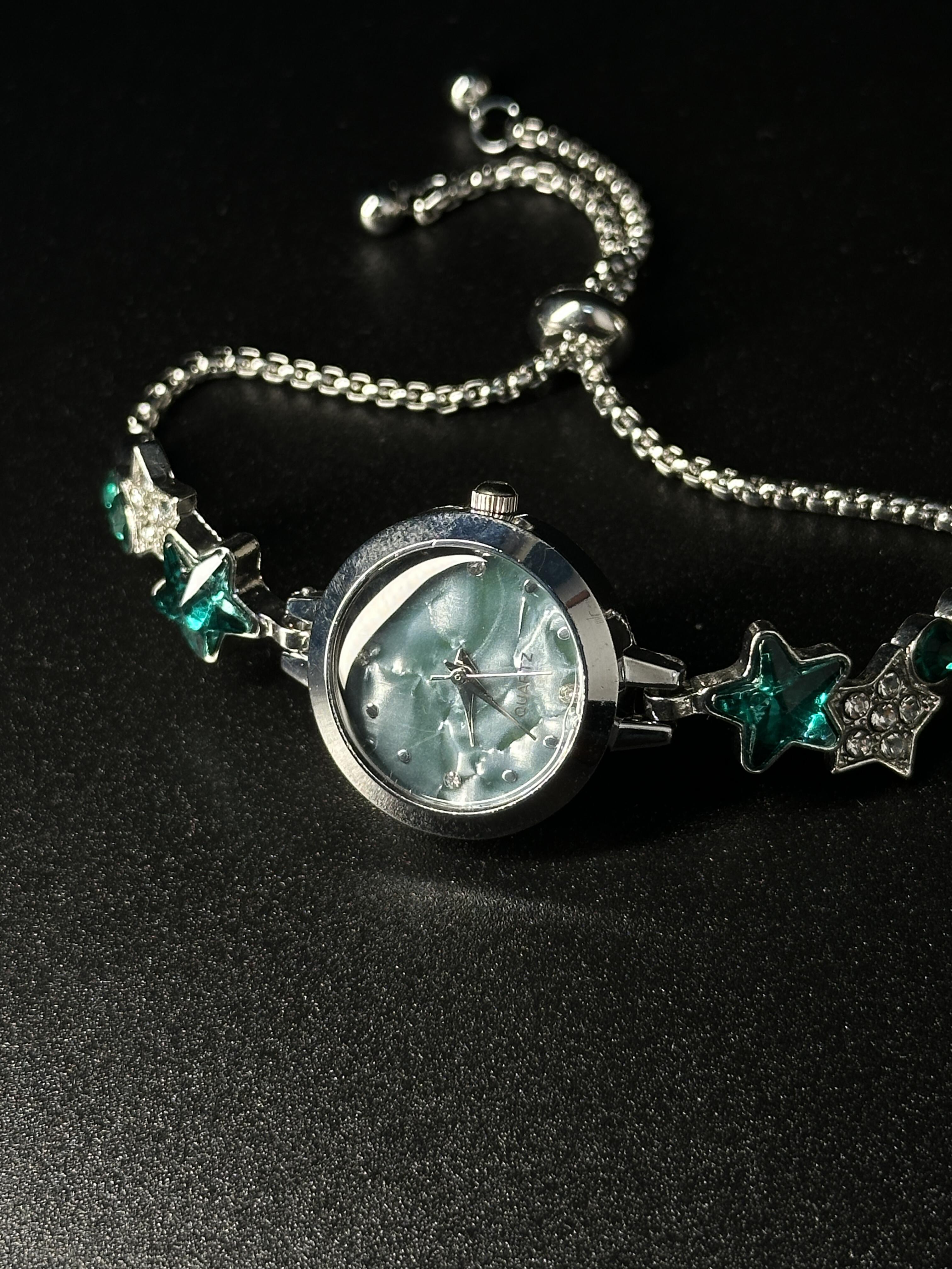 Green Diamond-studded Star Watch