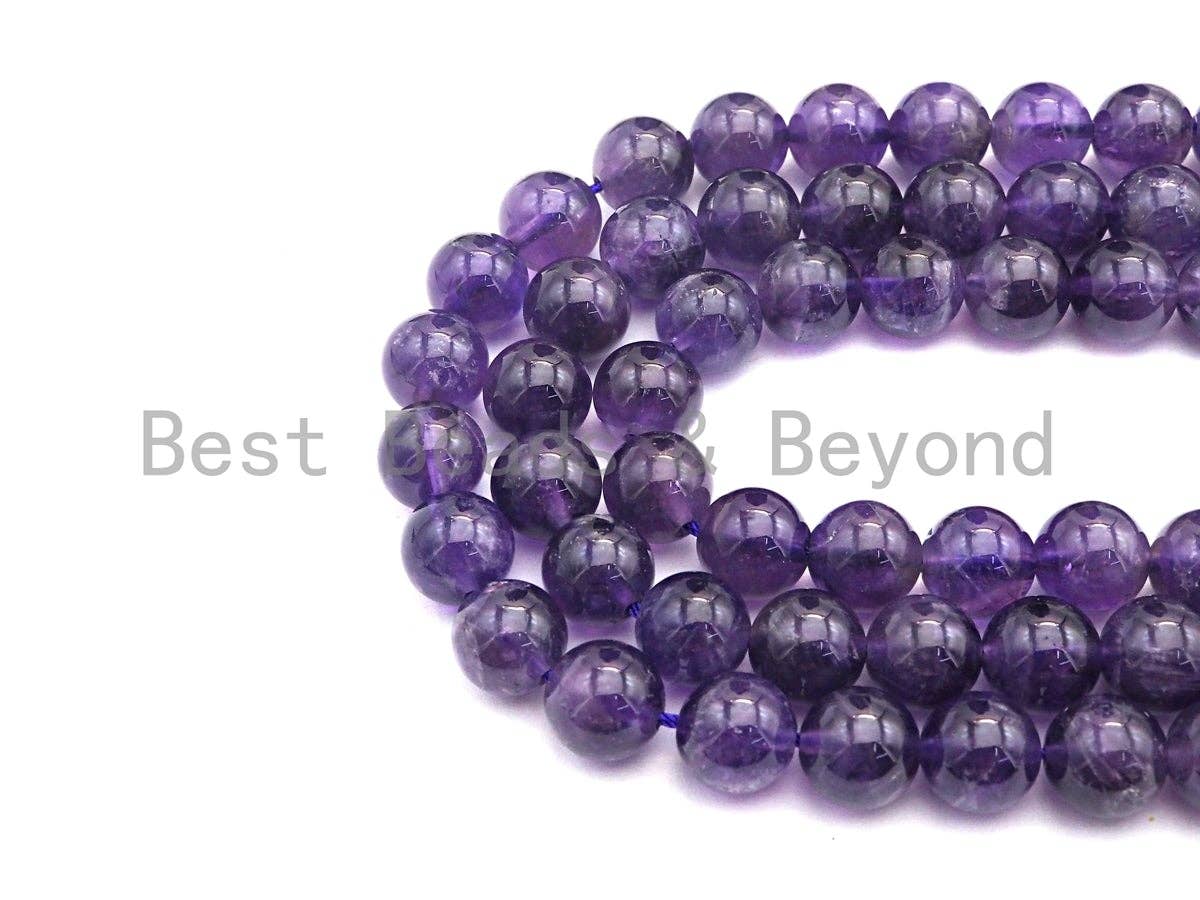 High Quality Natural Amethyst Round Beads, Sku#U527