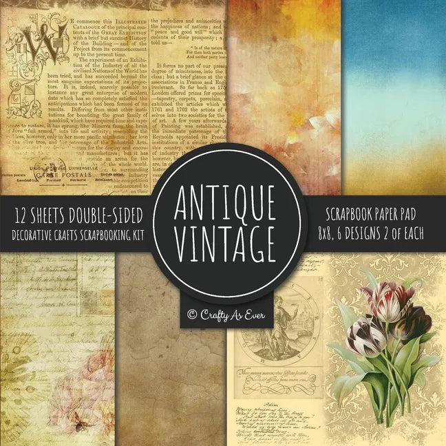 Antique Vintage Scrapbook Paper Pad 8x8 Decorative Scrapbooking Kit Collection for Cardmaking, DIY Crafts, Creating, Old Style Theme, Multicolor Desig - Paperback