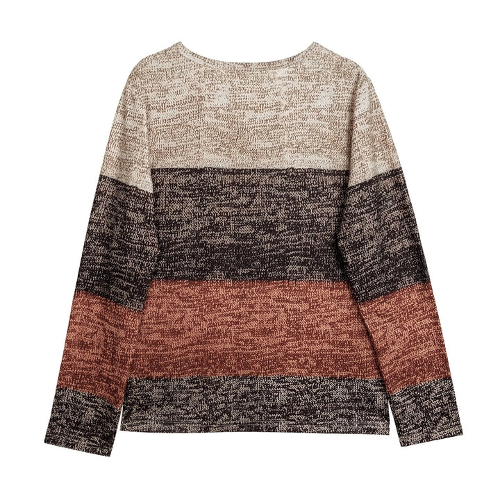 Women's Pullover Color Block Casual Long Sleeved T-shirt