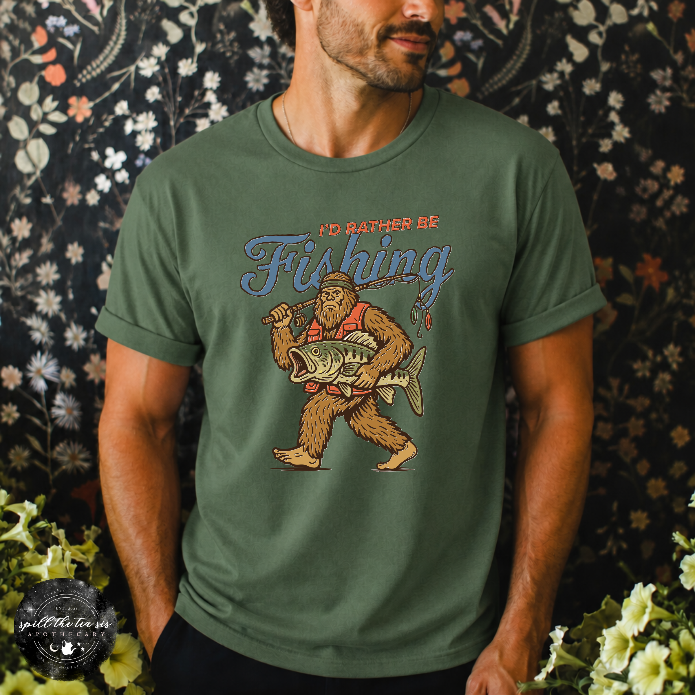 I'd Rather Be Fishing Bigfoot Tee | Funny Sasquatch Graphic T-Shirt