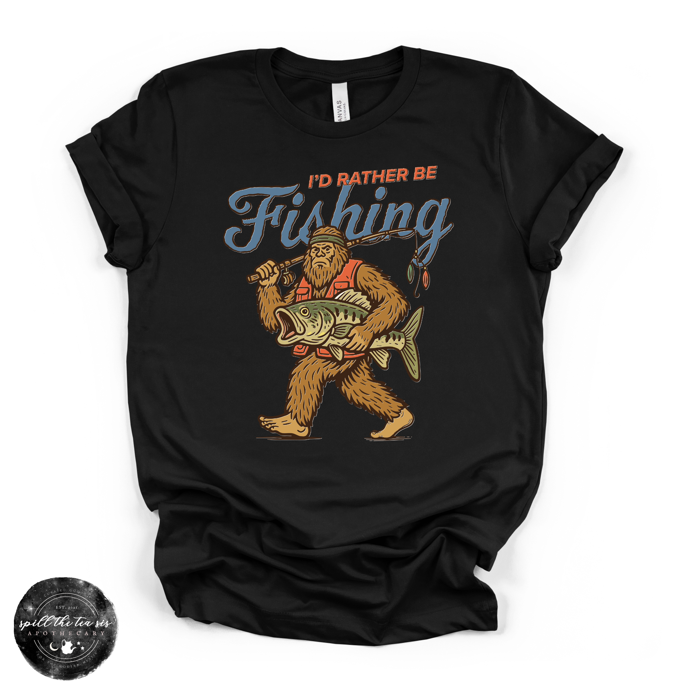 I'd Rather Be Fishing Bigfoot Tee | Funny Sasquatch Graphic T-Shirt