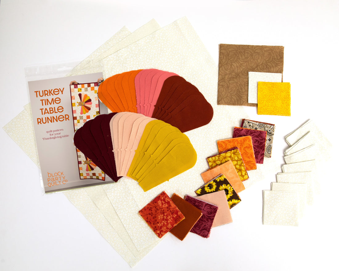 Turkey Thanksgiving Quilted Table Runner Precut Quilt Kit W/ Backing