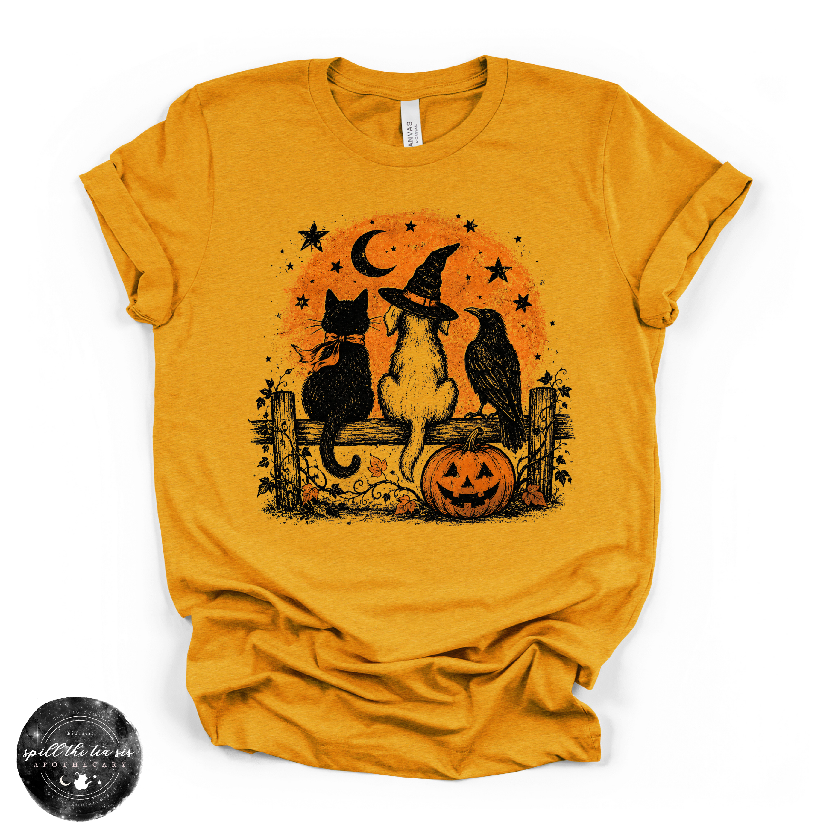 Cat, Dog & Raven Tee | Woodland Animal Graphic T-Shirt