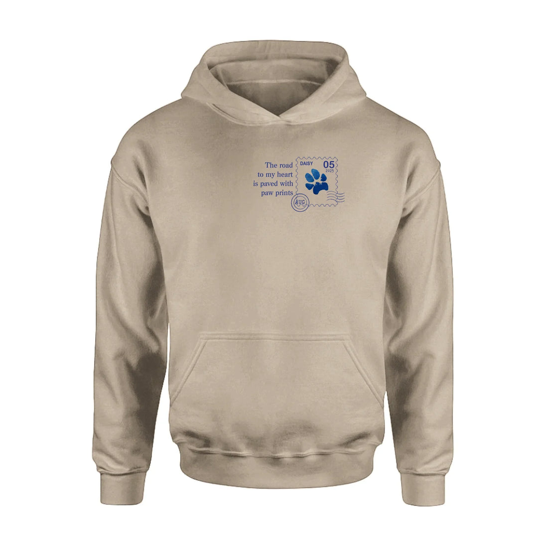 Personalized Memorial Pet Stamp Sticker Design T-shirt/Long Sleeve/Sweatshirt/Hoodie - Memorial Gift Idea For Dog Lover - The Road To My Heart Is Paved With Paw Prints