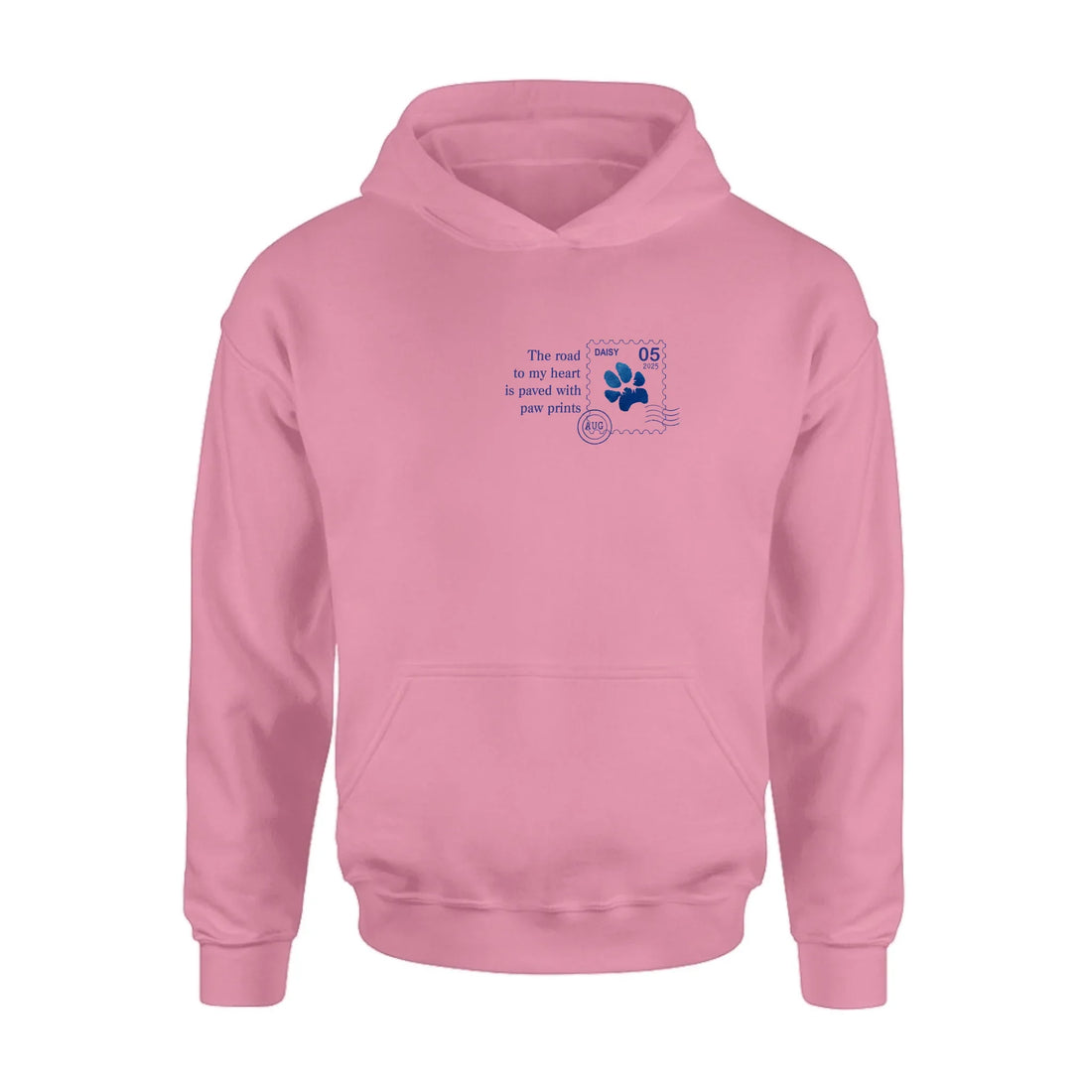 Personalized Memorial Pet Stamp Sticker Design T-shirt/Long Sleeve/Sweatshirt/Hoodie - Memorial Gift Idea For Dog Lover - The Road To My Heart Is Paved With Paw Prints