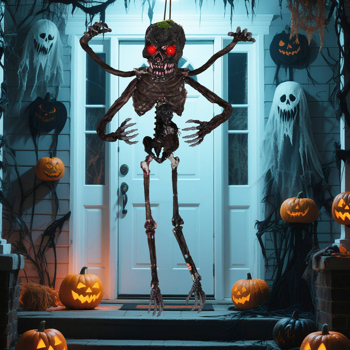 6 Feet Animated Halloween Decoration with 4 Arms Red LED-lit Eyes & Spooky Sounds