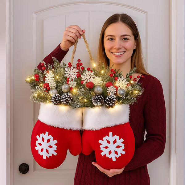 Christmas Glove Garland with Flowers