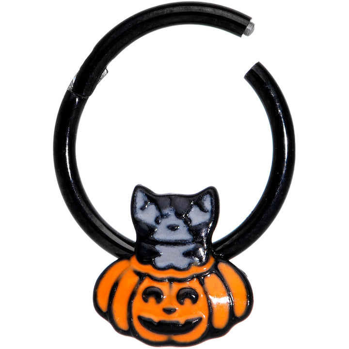 Black Cat Surprise Pumpkin Halloween Hinged Segment Ring