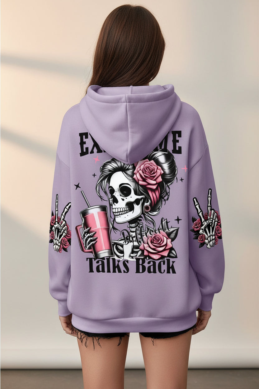 Women's Skull & Letter Print Long-Sleeve Sweatshirt
