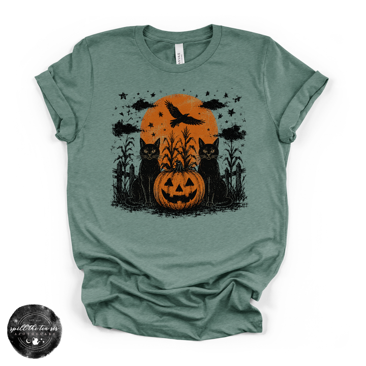Black Cats Jack O'Lanterns Tee