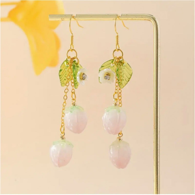 Chinese Advanced Color Creative Plant Pendant Earrings