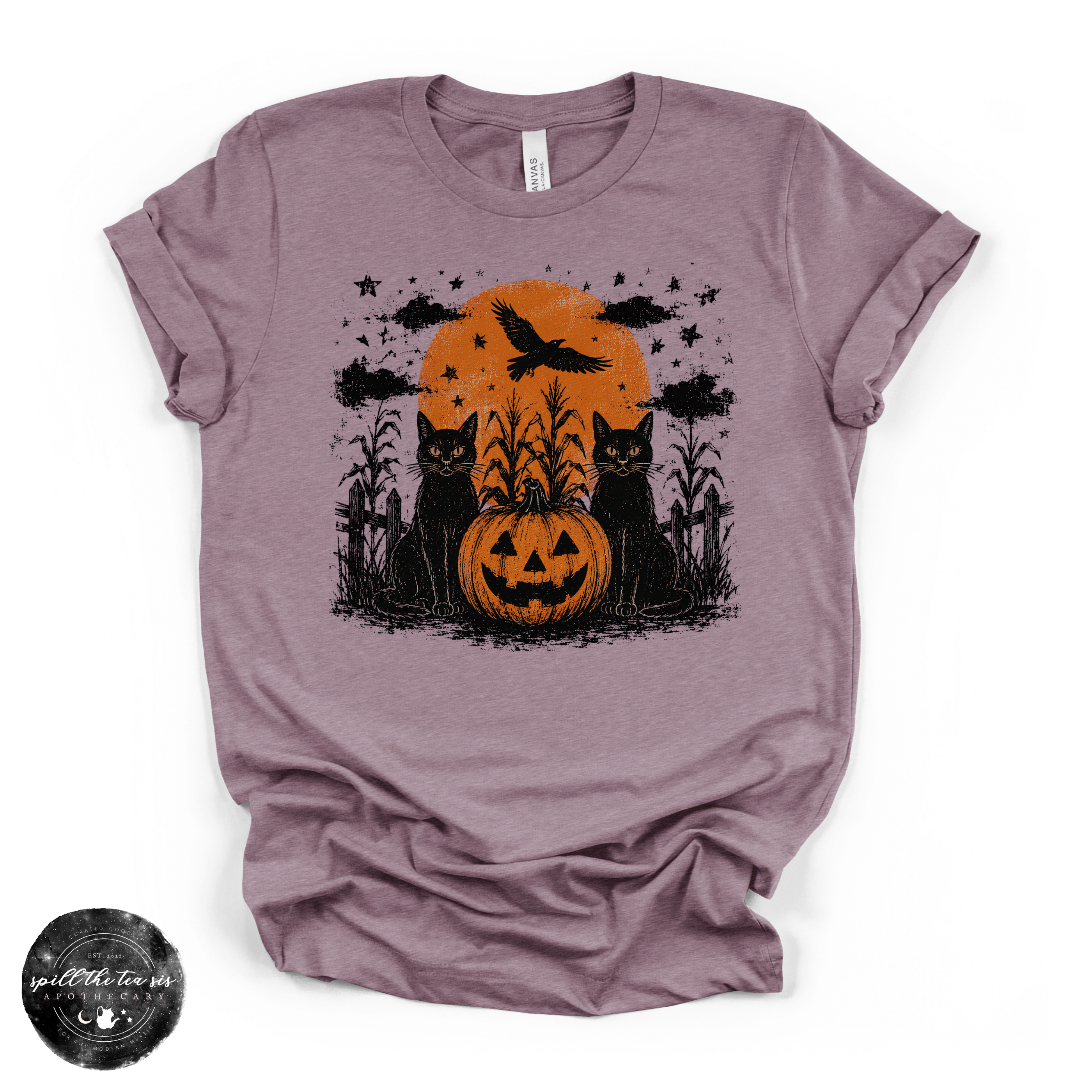 Black Cats & Jack O'Lanterns Tee | Vintage Halloween Graphic T-Shirt