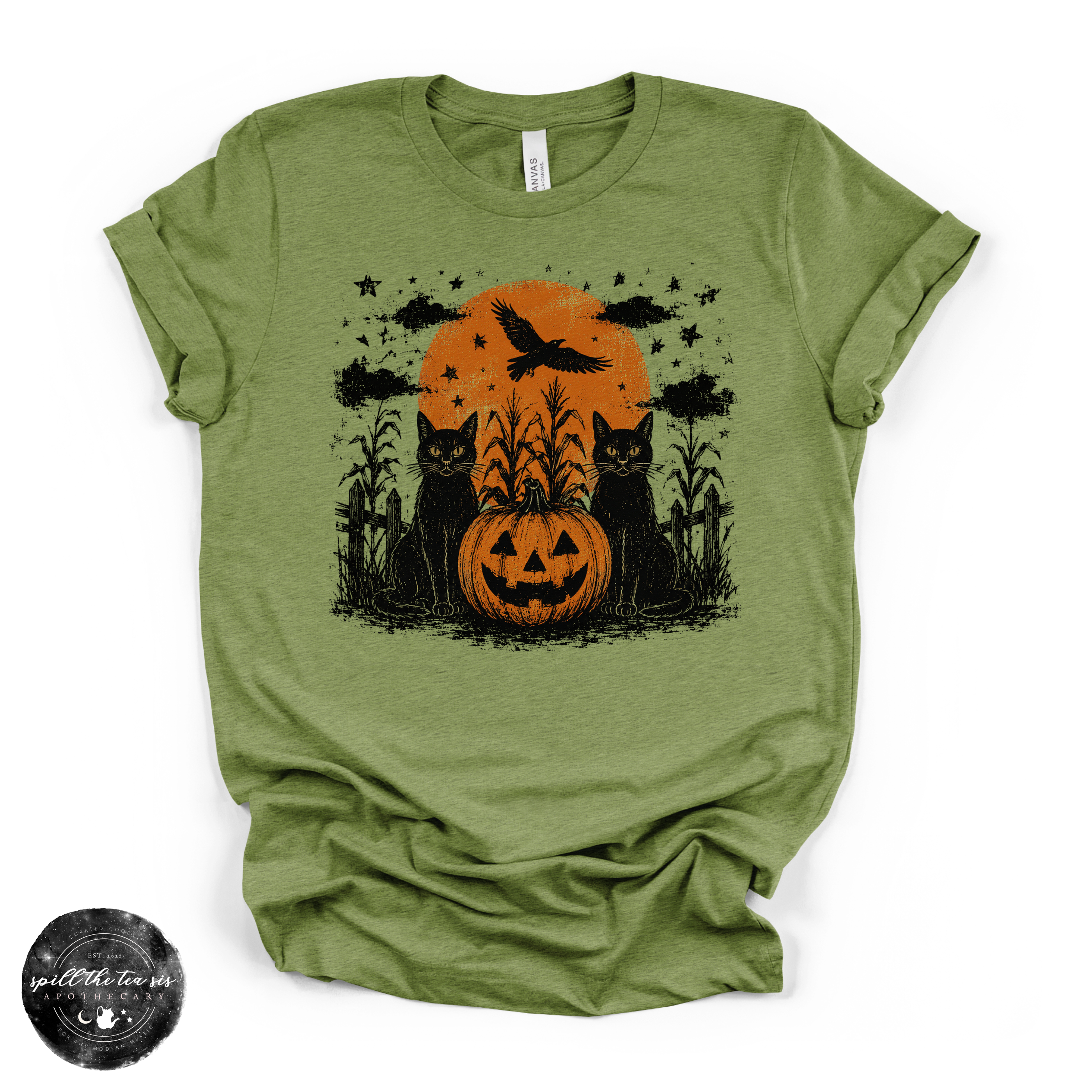 Black Cats & Jack O'Lanterns Tee | Vintage Halloween Graphic T-Shirt