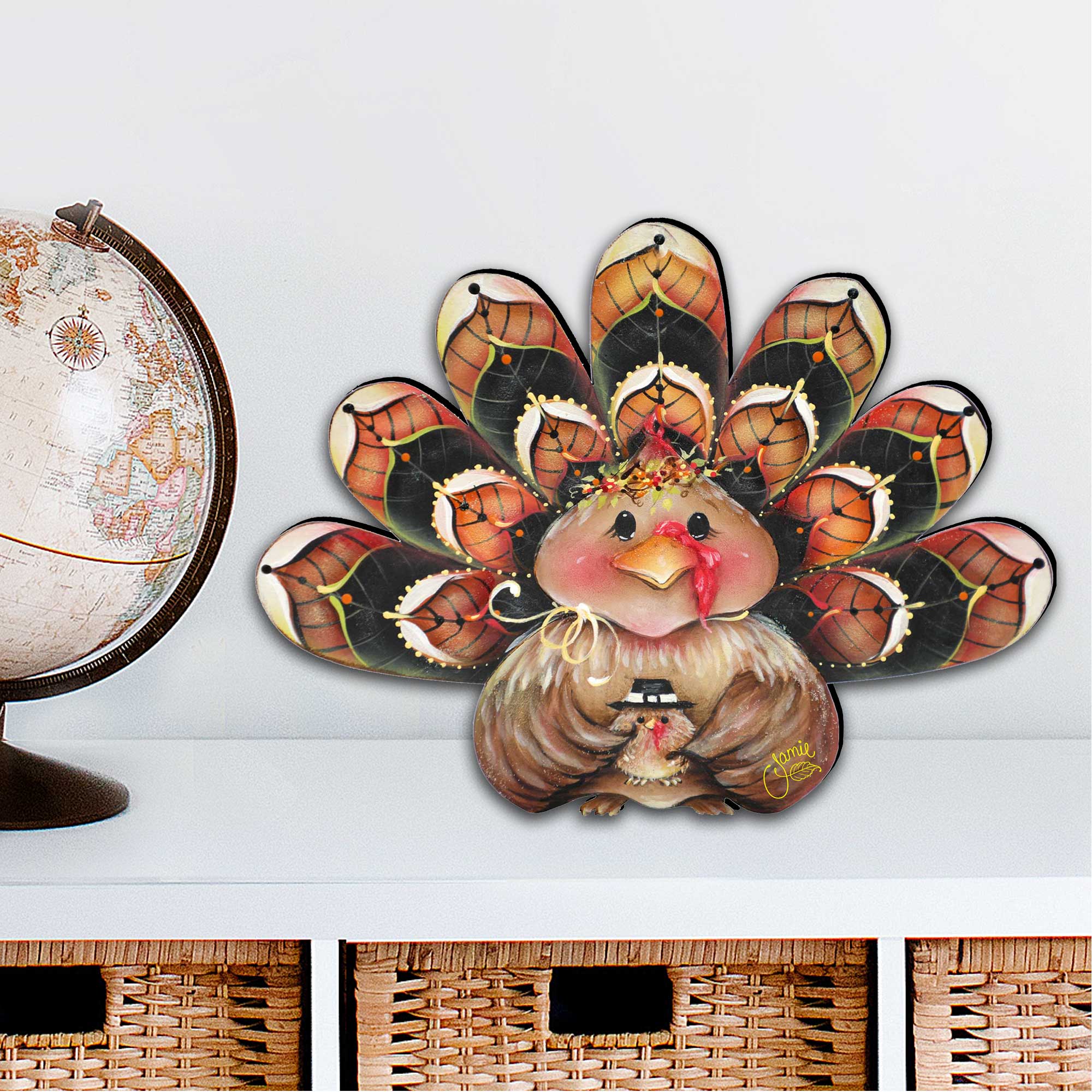 Be Thankful Turkey Sitter Door Decor by Jamie Mills-Price - Thanksgiving Halloween Decor - 8457702H