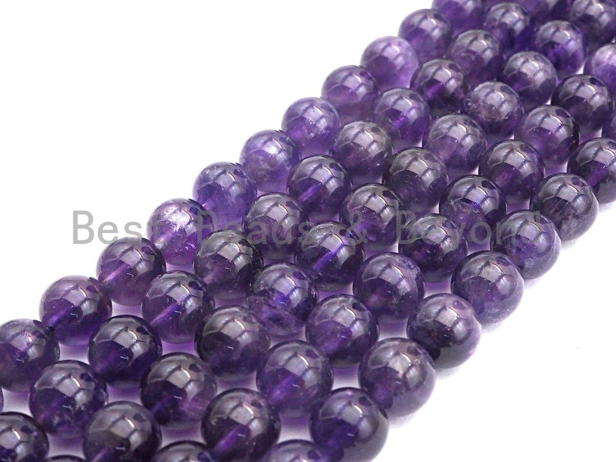 High Quality Natural Amethyst Round Beads, Sku#U527